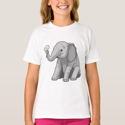 Elefant mit Blume T-Shirt (Vorderseite)