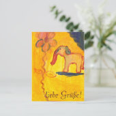 elefant mit blume von Lola Mono Postkarte (Stehend Vorderseite)