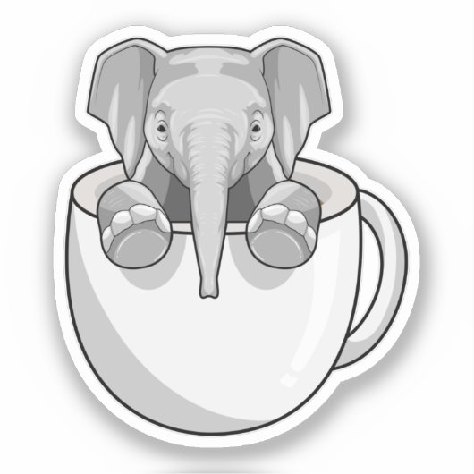 Elefant mit Cup Aufkleber (Vorderseite)