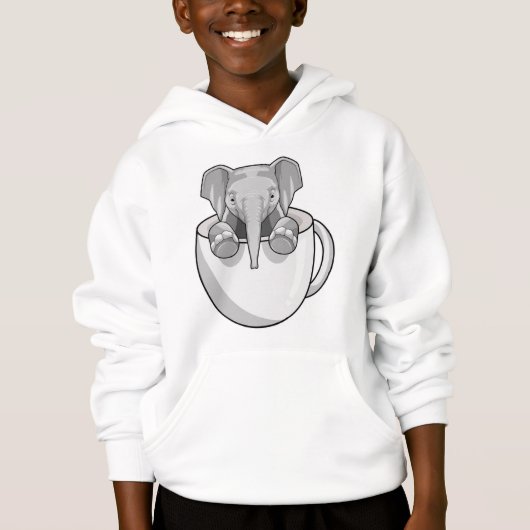 Elefant mit Cup Hoodie (Vorderseite)
