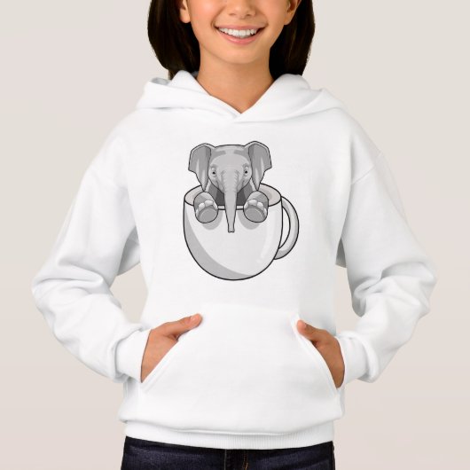 Elefant mit Cup Hoodie (Vorderseite)