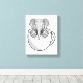 Elefant mit Cup Leinwanddruck (Insitu (Holzboden))