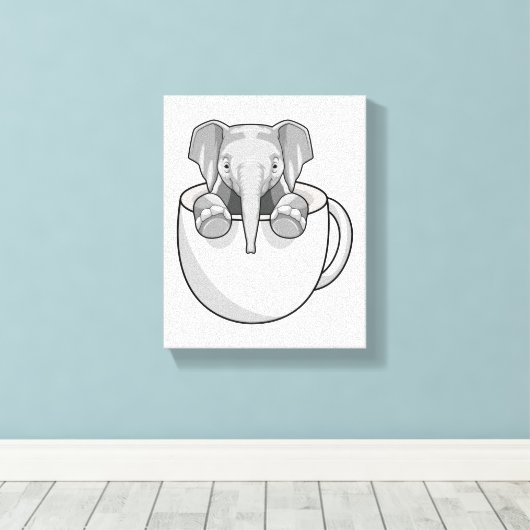 Elefant mit Cup Leinwanddruck (Insitu (Holzboden))