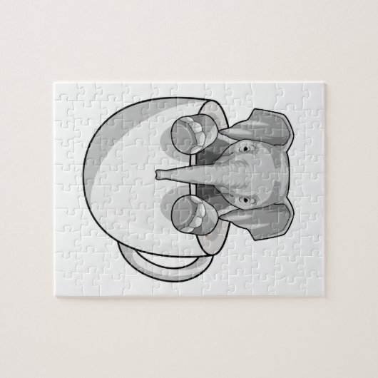 Elefant mit Cup Puzzle (Horizontal)