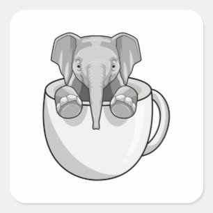 Elefant mit Cup Quadratischer Aufkleber