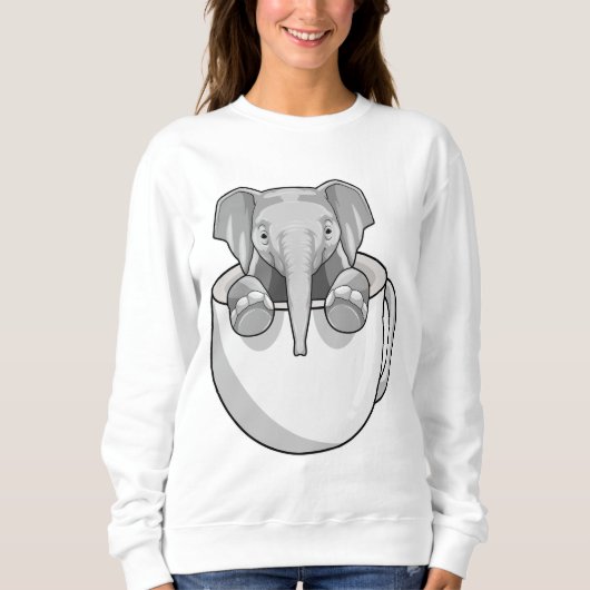 Elefant mit Cup Sweatshirt (Vorderseite)