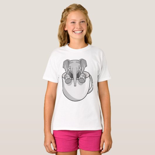Elefant mit Cup T-Shirt (Vorne ganz)