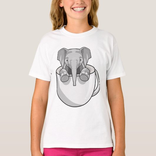 Elefant mit Cup T-Shirt (Vorderseite)