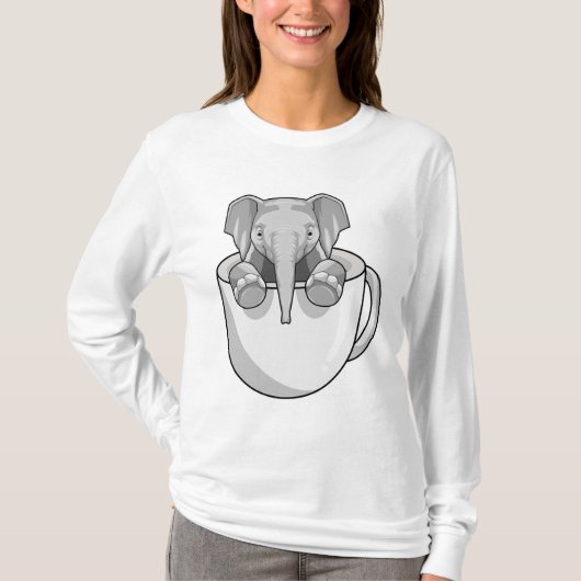 Elefant mit Cup T-Shirt (Vorderseite)