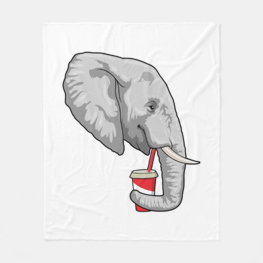 Elefant mit Drink Fleecedecke (Vorderseite)