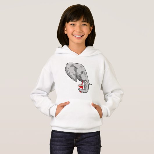 Elefant mit Drink Hoodie (Vorne ganz)