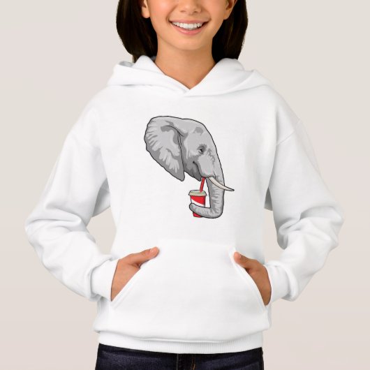 Elefant mit Drink Hoodie (Vorderseite)