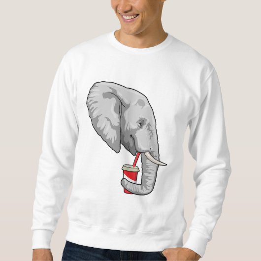Elefant mit Drink Sweatshirt (Vorderseite)