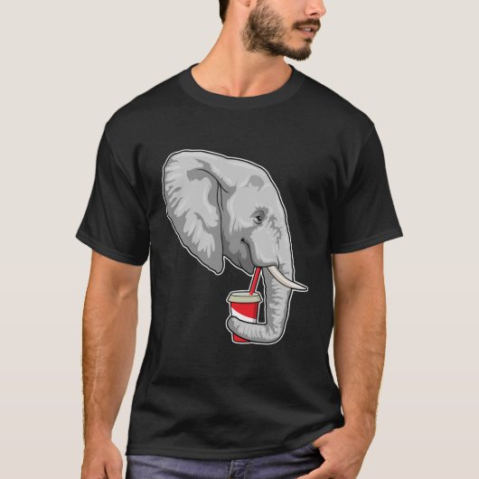 Elefant mit Drink T-Shirt (Vorderseite)