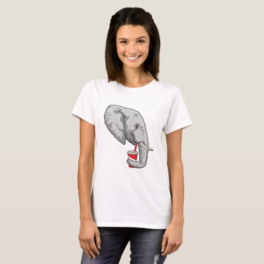 Elefant mit Drink T-Shirt (Vorne ganz)