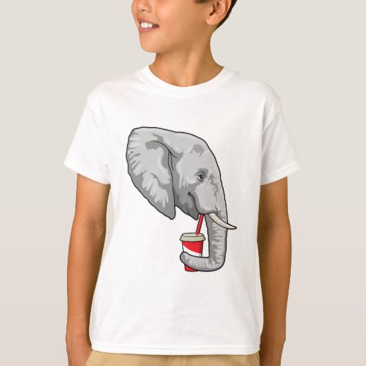 Elefant mit Drink T-Shirt (Vorderseite)