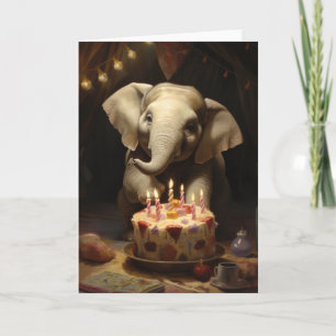Elefant mit einer Geburtstagskarte - Karte