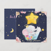 Elefant mit einer Kinderdusche Einladung (Vorne/Hinten)