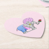 Elefant mit einer Rote Rose Untersetzer (angewinkelt)