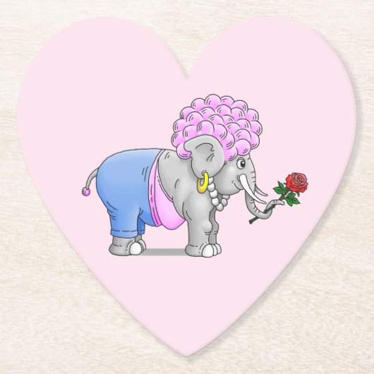 Elefant mit einer Rote Rose Untersetzer (Vorderseite)