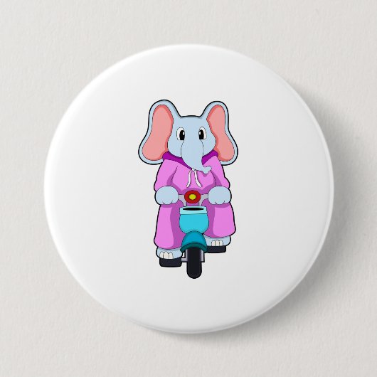 Elefant mit Fahrrad Button (Vorderseite)