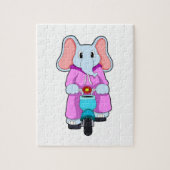 Elefant mit Fahrrad Puzzle (Vertikal)