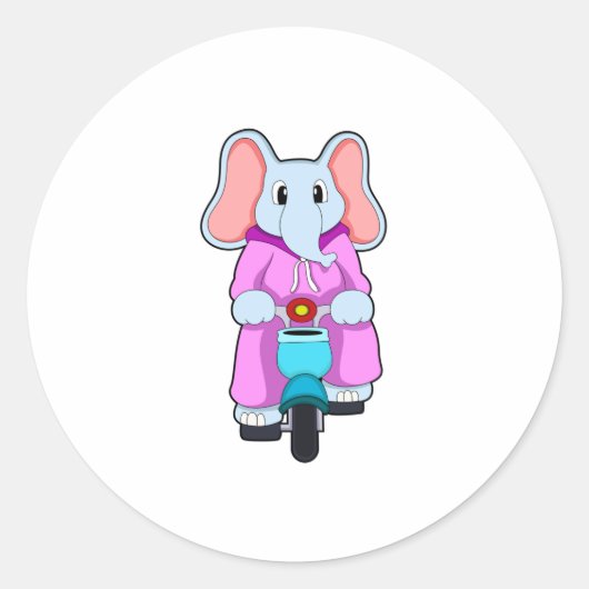 Elefant mit Fahrrad Runder Aufkleber (Vorderseite)