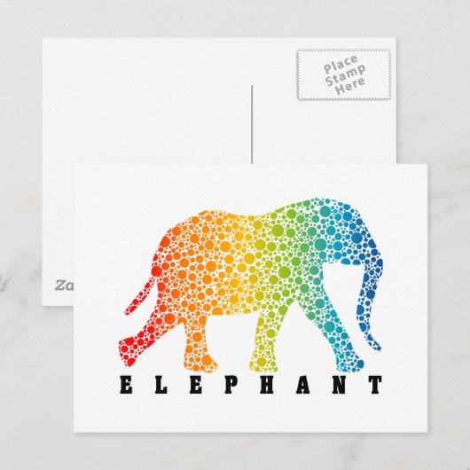 Elefant mit Farben Postkarte (Vorne/Hinten)