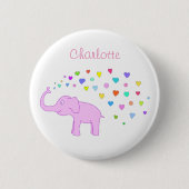 Elefant mit farbigen Herzen Button (Vorderseite)