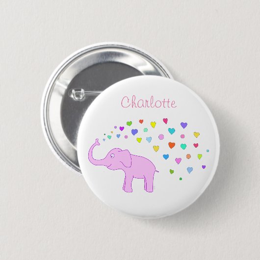 Elefant mit farbigen Herzen Button (Vorne & Hinten)