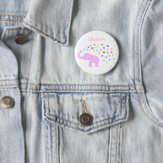 Elefant mit farbigen Herzen Button (Beispiel)