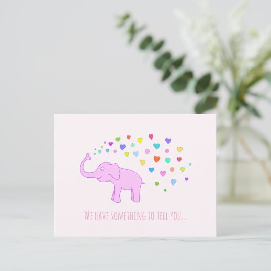 Elefant mit farbigen Herzen Postkarte (Stehend Vorderseite)