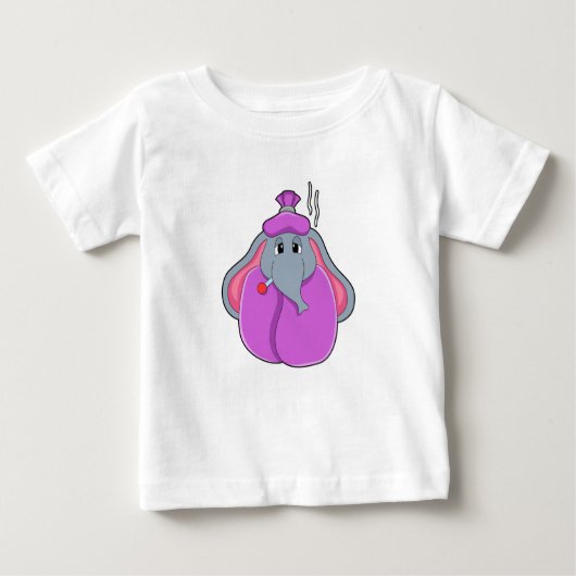 Elefant mit Fieberthermometer Baby T-shirt (Vorderseite)