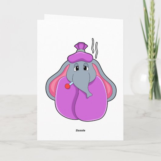 Elefant mit Fieberthermometer Karte (Rückseite)