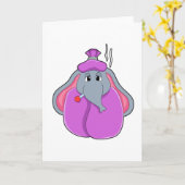 Elefant mit Fieberthermometer Karte (Gelbe Blume)