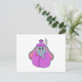 Elefant mit Fieberthermometer Postkarte (Stehend Vorderseite)