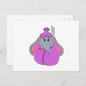 Elefant mit Fieberthermometer Postkarte (Vorne/Hinten)