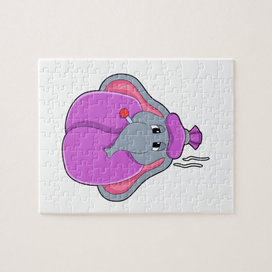 Elefant mit Fieberthermometer Puzzle (Horizontal)