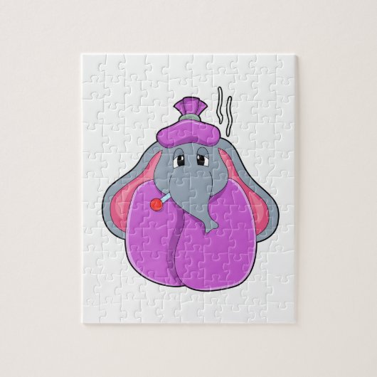 Elefant mit Fieberthermometer Puzzle (Vertikal)