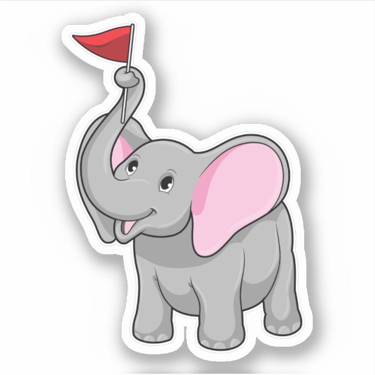 Elefant mit Flagge Aufkleber (Vorderseite)