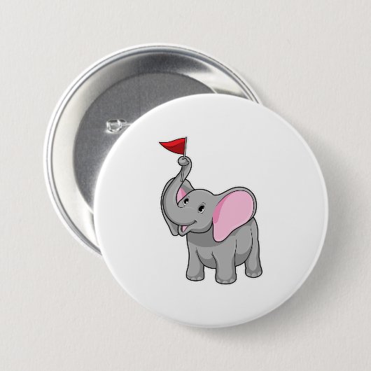 Elefant mit Flagge Button (Vorne & Hinten)