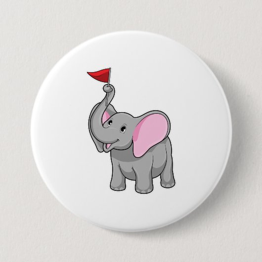 Elefant mit Flagge Button (Vorderseite)