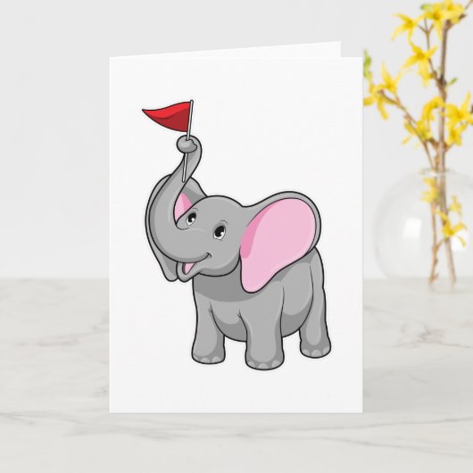 Elefant mit Flagge Karte (Gelbe Blume)