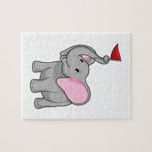 Elefant mit Flagge Puzzle (Horizontal)