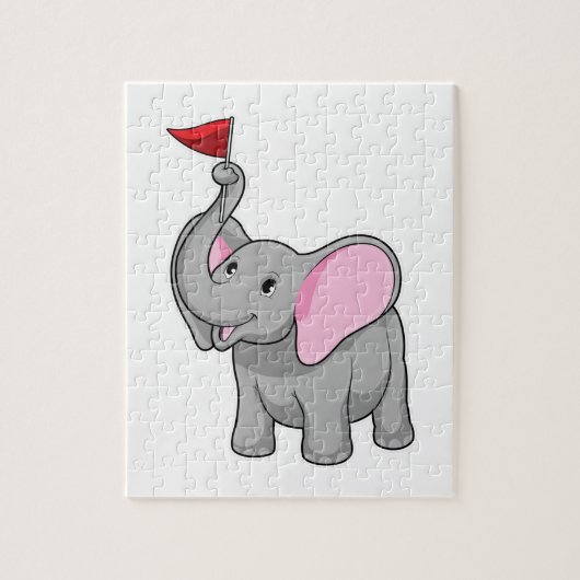 Elefant mit Flagge Puzzle (Vertikal)