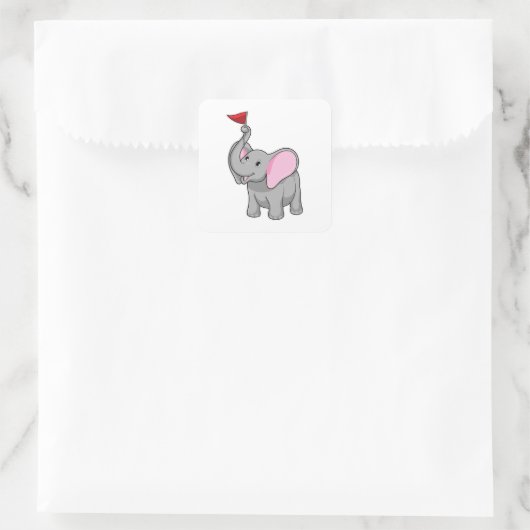 Elefant mit Flagge Quadratischer Aufkleber (Tasche)