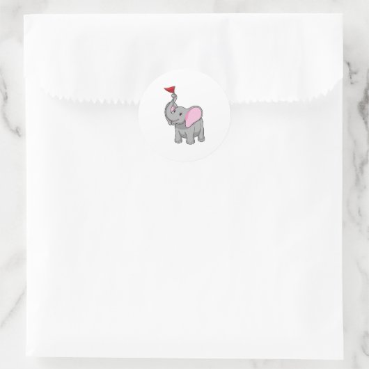 Elefant mit Flagge Runder Aufkleber (Tasche)