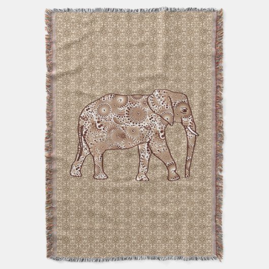 Elefant mit Fraktal, kaffeebräunlich und beige Decke (Vorderseite Vertikal)