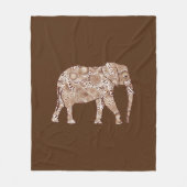 Elefant mit Fraktal, kaffeebräunlich und beige Fleecedecke (Vorderseite)
