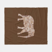 Elefant mit Fraktal, kaffeebräunlich und beige Fleecedecke (Vorderseite (Horizontal))